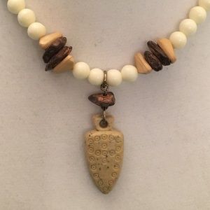 White Bead Choker Necklace